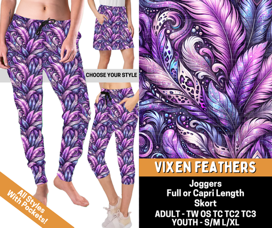 Preorder! Closes 6/1. ETA Sept. Vixen Feathers Combo Jogger Lengths & Skort
