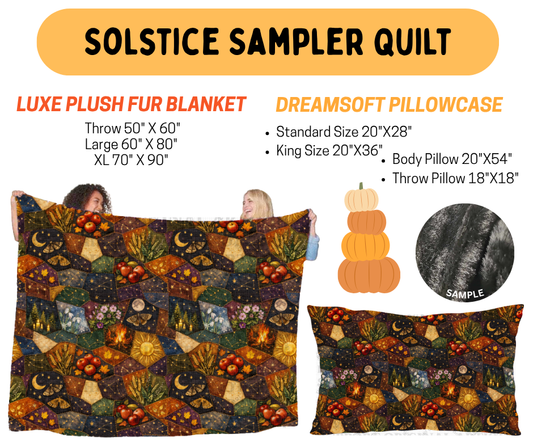 Preorder! Closes 7/8. ETA Oct. Solstice Sampler Quilt Luxe Plush Fur Blanket and/or DreamSoft Pillowcase