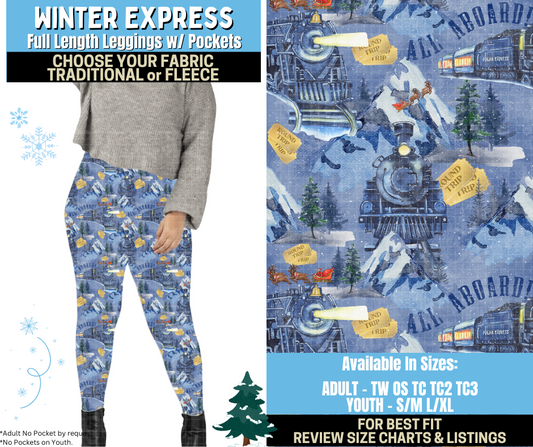 Preorder! Closes 8/28. ETA Nov. Winter Express Leggings Choose Fleece or Traditional