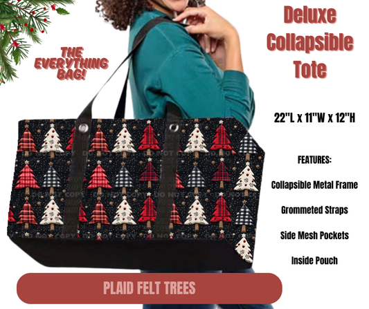 Preorder! Closes 9/1. ETA Dec. Plaid Felt Trees Collapsible Tote