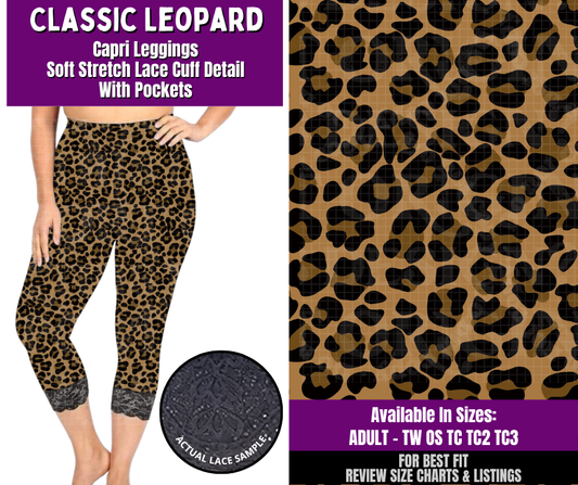 Preorder! Closes 4/22. ETA July. Classic Leopard Lace Cuff Capris w/ Pockets