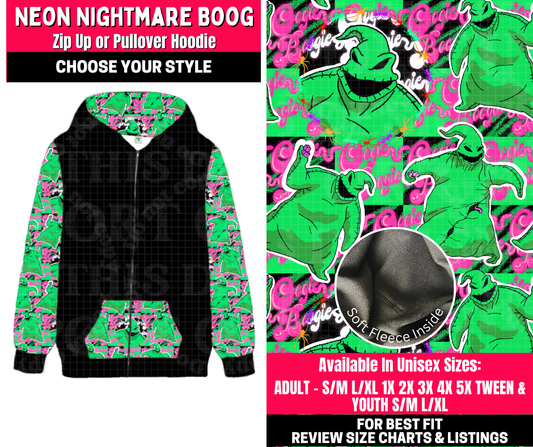 Preorder! Closes 10/23. ETA Jan. Neon Nightmare Boog Zip-Up or Pullover Hoodie