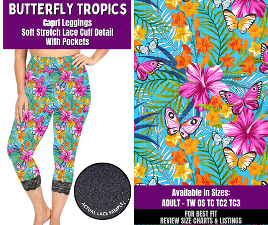 Preorder! Closes 4/22. ETA July. Butterfly Tropics Lace Cuff Capris w/ Pockets