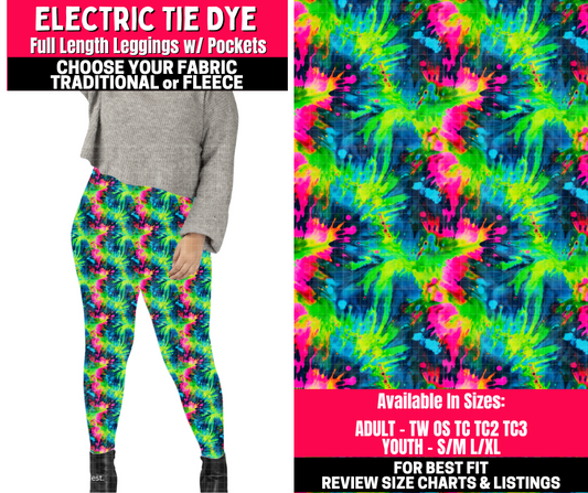 Preorder! Closes 10/23. ETA Jan. Electric Tie Dye Leggings Choose Fleece or Traditional