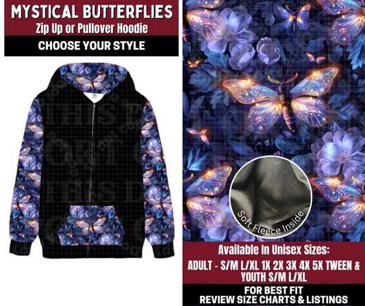 Preorder! Closes 10/22. ETA Jan. Mystical Butterflies Zip-Up or Pullover Hoodie