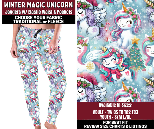 Preorder! Closes 10/22. ETA Jan. Winter Magic Unicorn Joggers Choose Fleece or Traditional