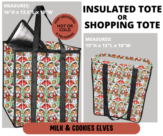 Preorder! Closes 9/11. ETA Dec. Milk & Cookies Elves Shopping & Insulated Tote
