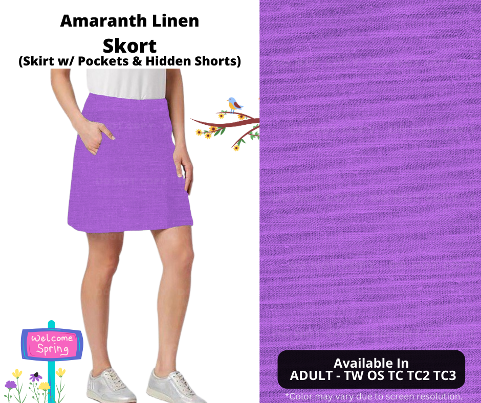 Preorder! Closes 1/15. ETA April. Amaranth Linen Skort