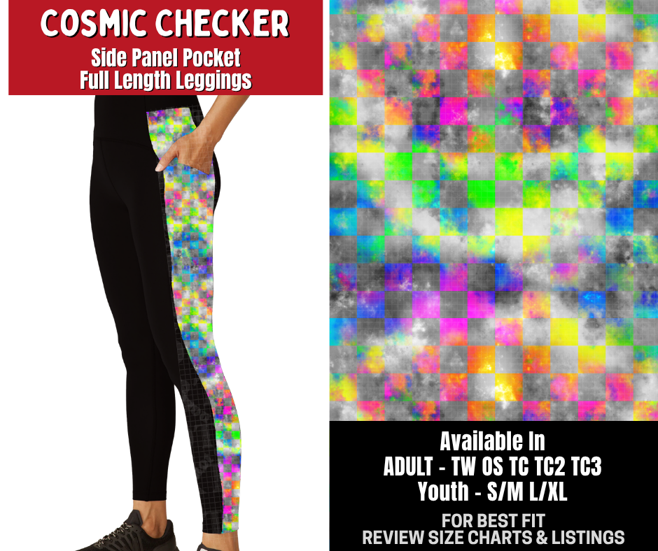 Preorder! Closes 10/26. ETA Jan. Cosmic Checker Side Panel Pocket Full Length Leggings