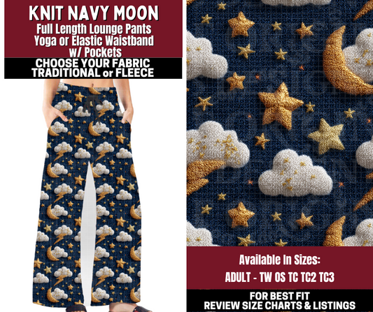 Preorder! Closes 10/22. ETA Jan. Knit Navy Moon Lounge Pants Choose Fleece or Traditional