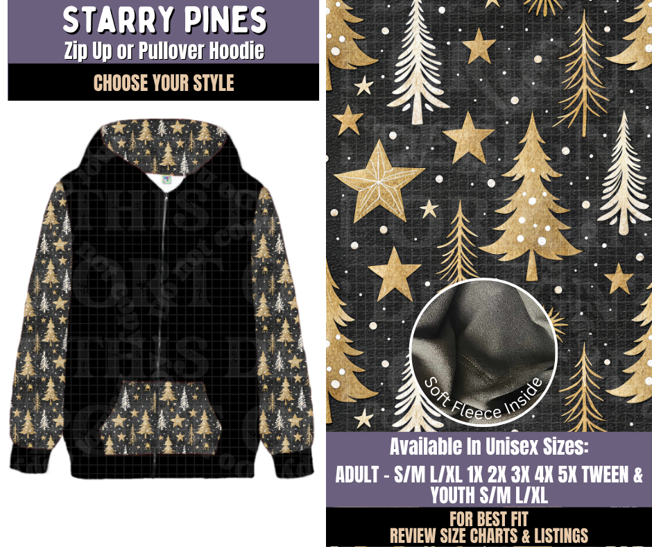 Preorder! Closes 9/3. ETA Dec. Starry Pines Zip-Up or Pullover Hoodie