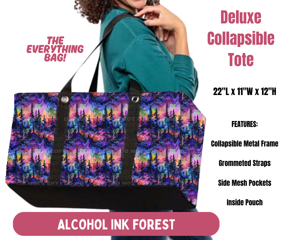 Preorder! Closes 10/8. ETA Jan. Alcohol Ink Forest Collapsible Tote