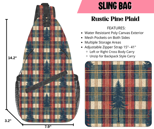 Preorder! Closes 9/17. ETA Dec. Rustic Pine Plaid Sling Bag