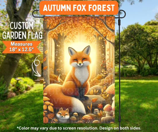 Preorder! Closes 7/6. ETA Oct. Autumn Fox Forest Garden Flag