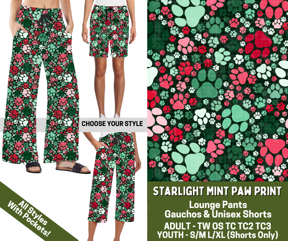 Preorder! Closes 7/15. ETA Nov. Starlight Mint Paw Print Combo Lounge Lengths