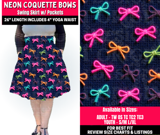 Preorder! Closes 10/23. ETA Jan. Neon Coquette Bows Swing Skirt