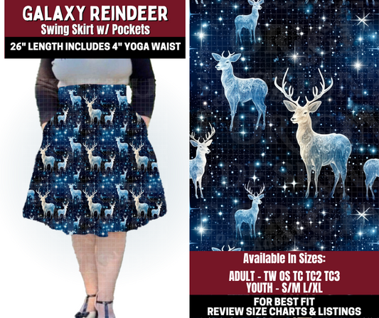 Preorder! Closes 10/22. ETA Jan. Galaxy Reindeer Swing Skirt