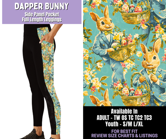 Preorder! Closes 1/22. ETA April. Dapper Bunny Side Panel Pocket Full Length Leggings