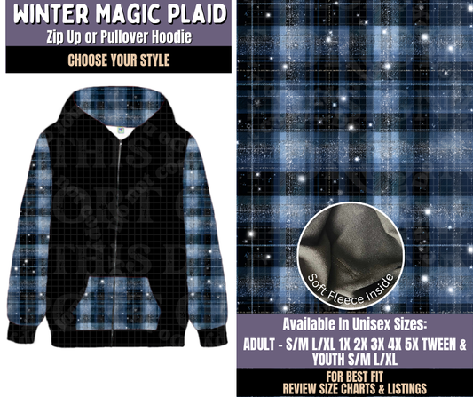 Preorder! Closes 9/3. ETA Dec. Winter Magic Plaid Zip-Up or Pullover Hoodie