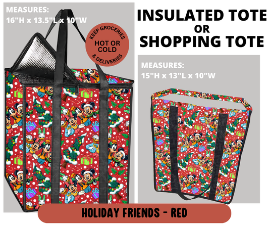 Preorder! Closes 9/11. ETA Dec. Holiday Friends- Red Shopping & Insulated Tote
