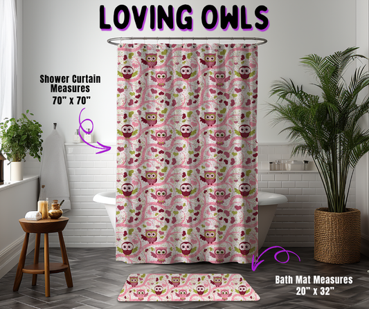 Preorder! Closes 10/21. ETA Jan. Loving Owls Custom Shower Curtain and/or Bath Mat