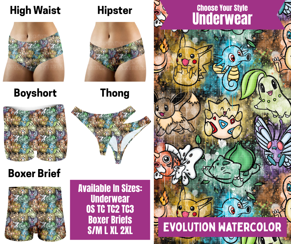 Preorder! Closes 6/24. ETA Sept. Evolution Watercolor Hipster, High Waist, Boyshort, & Thong Underwear & Boxer Briefs