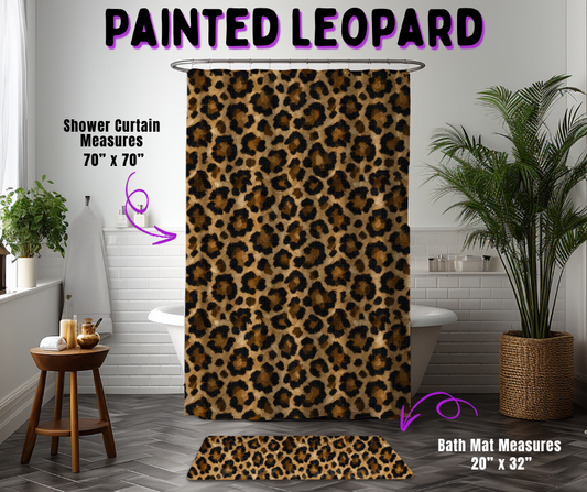 Preorder! Closes 10/21. ETA Jan. Painted Leopard Custom Shower Curtain and/or Bath Mat