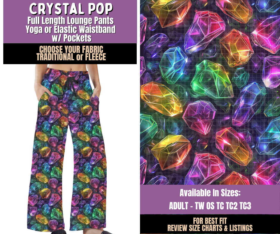 Preorder! Closes 9/23. ETA Dec. Crystal Pop Lounge Pants Choose Fleece or Traditional