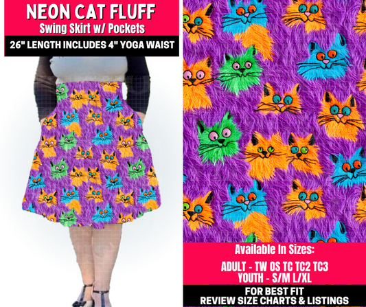 Preorder! Closes 10/23. ETA Jan. Neon Cat Fluff Swing Skirt