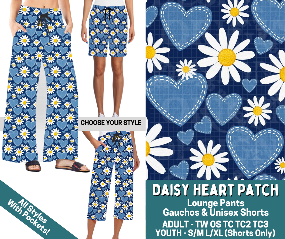 Preorder! Closes 4/27. ETA July. Daisy Heart Patch Combo Lounge Lengths