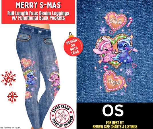 Merry S-mas Full Length Faux Denim w/ Side Leg Designs