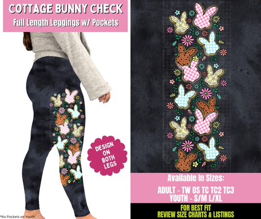 Preorder! Closes 1/21. ETA April. Cottage Bunny Check Full Length Leggings w/ Side Leg Designs