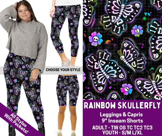 Preorder! Closes 2/19. ETA May. Rainbow Skullerfly Combo Legging Lengths