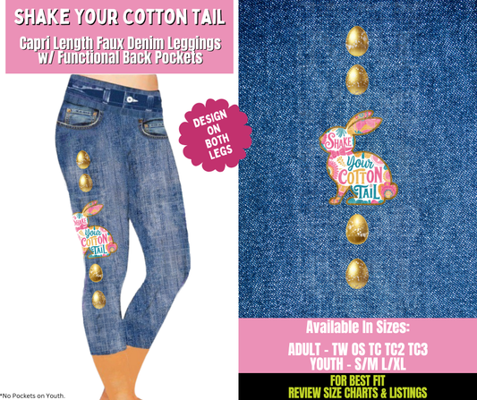 Preorder! Closes 1/21. ETA April. Shake Your Cotton Tail Capri Leggings w/ Side Leg Designs