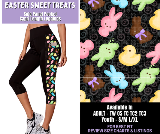 Preorder! Closes 1/22. ETA April. Easter Sweet Treats Side Panel Pocket Capri Length Leggings