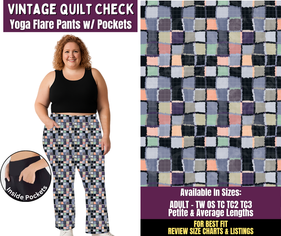 Preorder! Closes 11/4. ETA Feb. Vintage Quilt Check Yoga Flare Pants