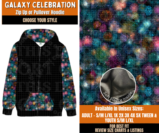 Preorder! Closes 11/2. ETA Feb. Galaxy Celebration Zip-Up or Pullover Hoodie