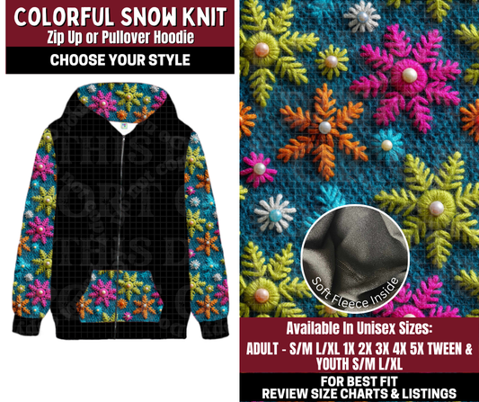 Preorder! Closes 10/22. ETA Jan. Colorful Snow Knit Zip-Up or Pullover Hoodie