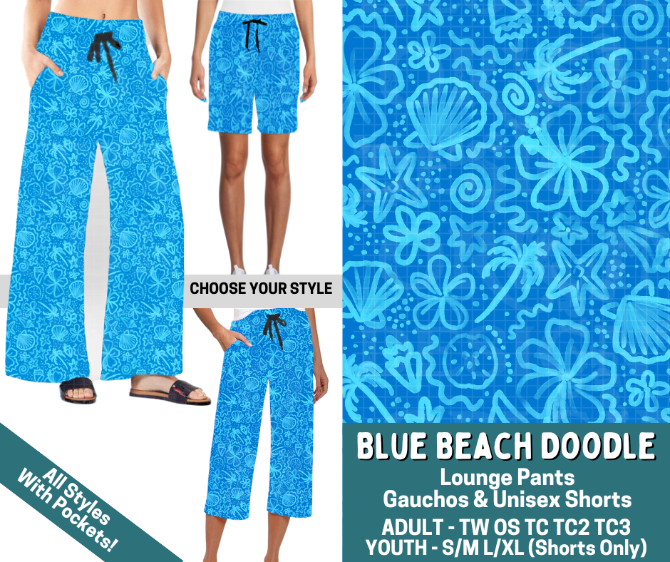 Preorder! Closes 4/27. ETA July. Blue Beach Doodle Combo Lounge Lengths