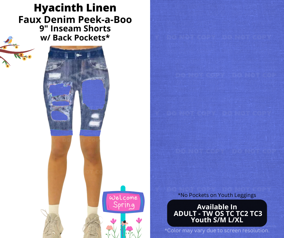 Preorder! Closes 1/13. ETA April. Hyacinth Linen Faux Denim Peekaboo Jamaica Shorts