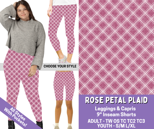 Preorder! Closes 4/30. ETA July. Rose Petal Plaid Combo Legging Lengths
