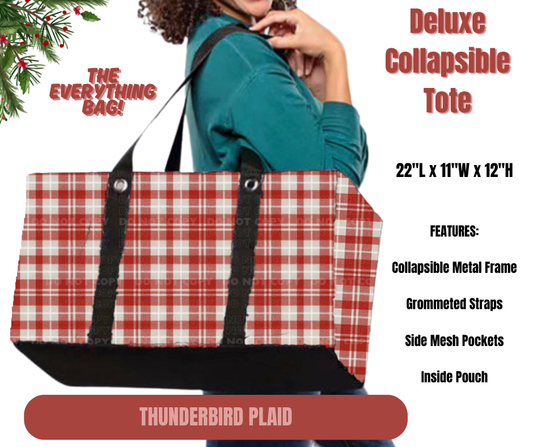 Preorder! Closes 9/1. ETA Dec. Thunderbird Plaid Collapsible Tote