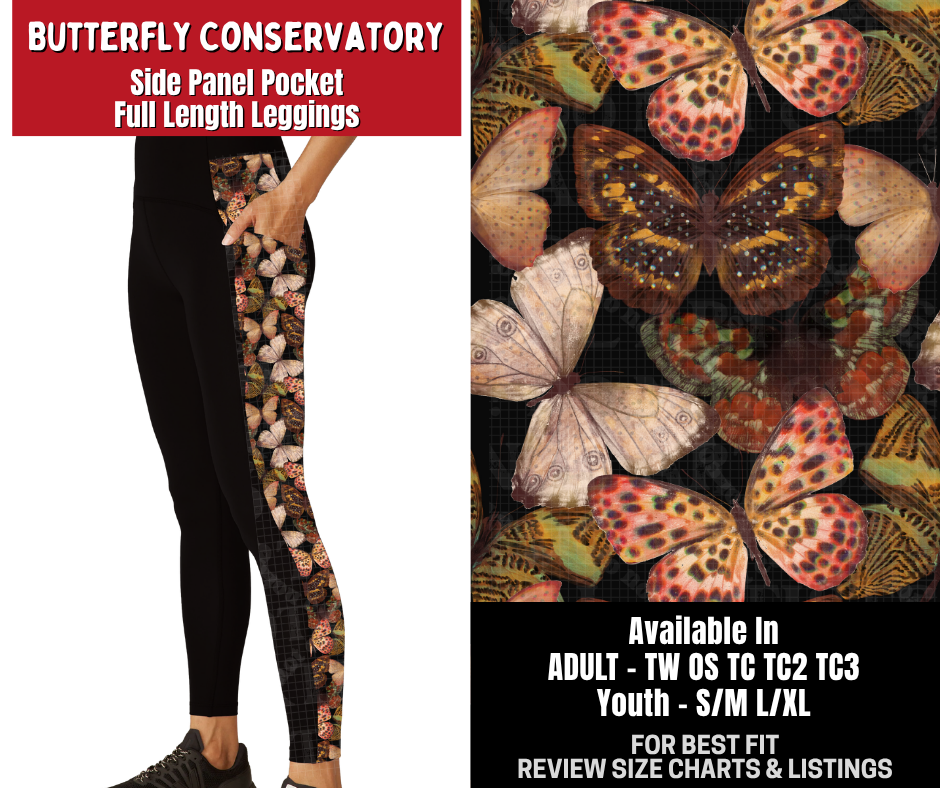 Preorder! Closes 10/26. ETA Jan. Butterfly Conservatory Side Panel Pocket Full Length Leggings