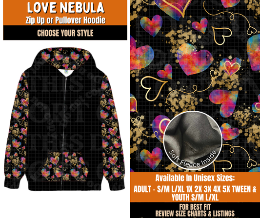 Preorder! Closes 11/2. ETA Feb. Love Nebula Zip-Up or Pullover Hoodie