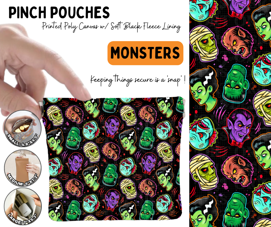 Preorder! Closes 6/17. ETA Sept. Monsters Pinch Pouches in 3 Sizes
