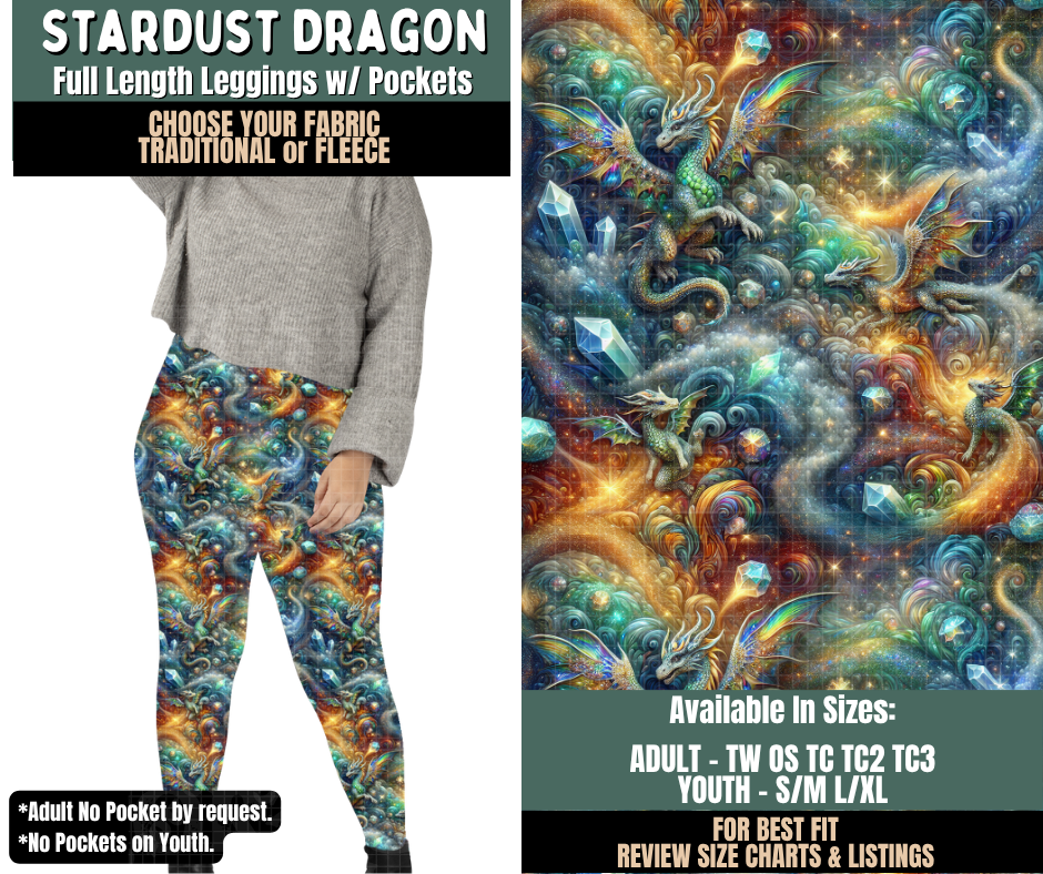 Preorder! Closes 9/17. ETA Dec. Stardust Dragon Leggings Choose Fleece or Traditional