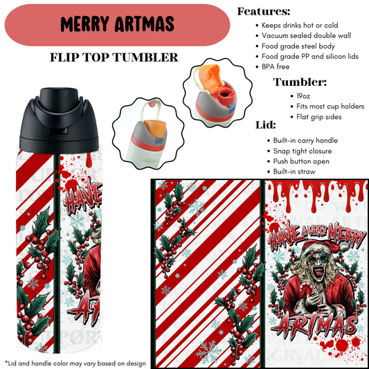 Preorder! Closes 9/18. ETA Dec. Merry Artmas Cup Flip Top Tumbler