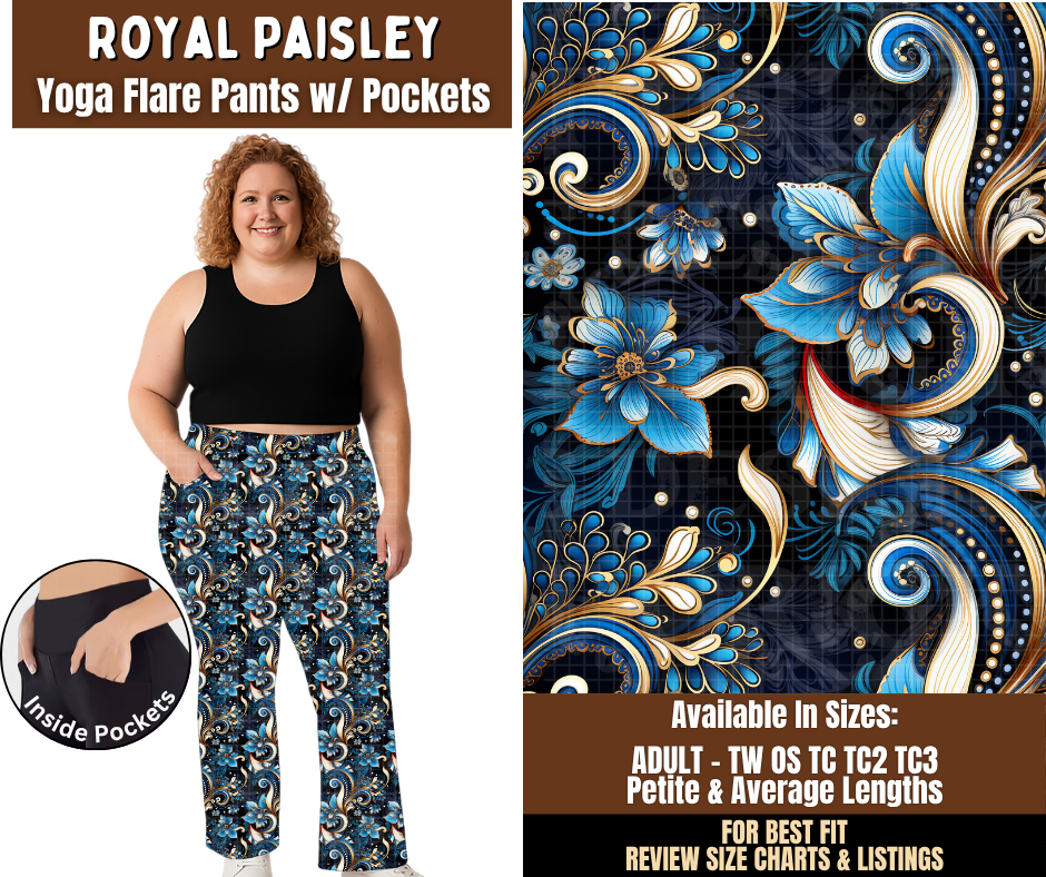 Preorder! Closes 7/29. ETA Oct. Royal Paisley Yoga Flare Pants