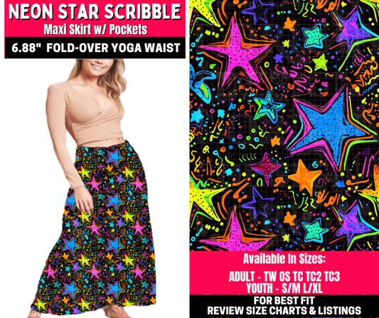 Preorder! Closes 10/23. ETA Jan. Neon Star Scribble Maxi Skirt