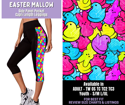 Preorder! Closes 1/22. ETA April. Easter Mallow Side Panel Pocket Capri Length Leggings